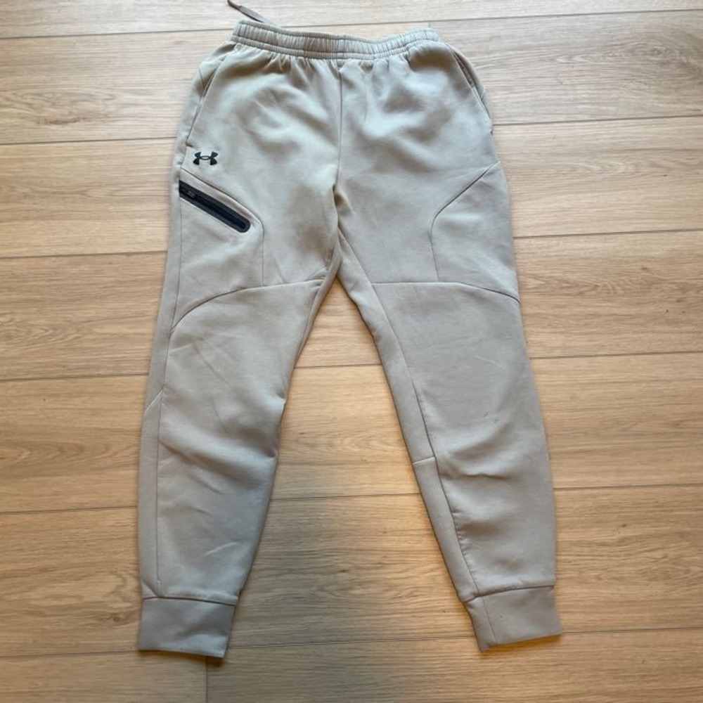 Under Armour Mens Unstoppable Joggers Tan Khaki Tapered Sweatpants Small 0091